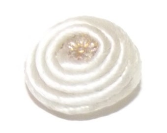 Antique Button ~ Snowy White Spun Ribbon Overlay on Clear Glass Button w/ OME