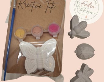 Kreative Tüten | Malset | Keramik | Gips | Kinder | | Mit Farben | Pinsel | Geschenkidee | Kindergeburtstag | Gastgeschenk | Frühling