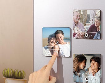 Personalized Music Fridge Magnet,Custom Photo & Music Fridge Magnet,Play Whole Song or MP3 Music Box,Anniversary Gift for Him,Christmas Gift