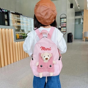 Custom Name Children Backpack,Teddy Bear Backpack,Toddler Bag,Preschool School Bag,Kids School Bag,Back to school for Girl Boy,Birthday Gift