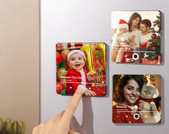 Personalized Music Fridge Magnet,Custom Photo & Music Fridge Magnet,Play Whole Song or MP3 Music Box,Anniversary Gift for Him,Christmas Gift