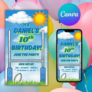 Birthday Invitation- Rugby Theme