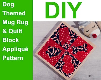 DIY Hundtema Jul Quilt Block Applikationsmönster