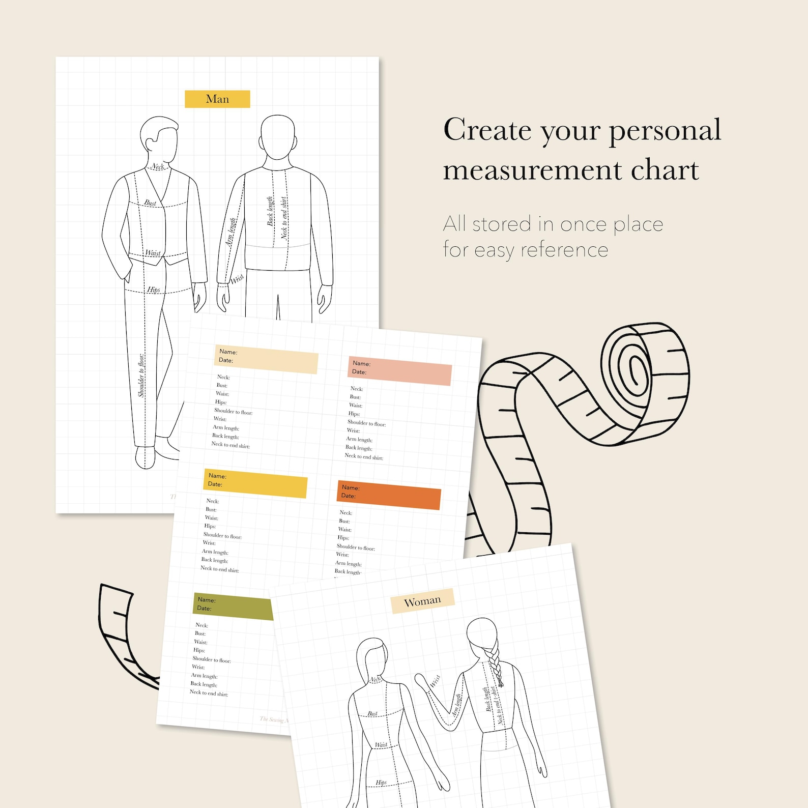 Body Measurements Guide – Printable PDF for Sewing & Garment Making - Etsy