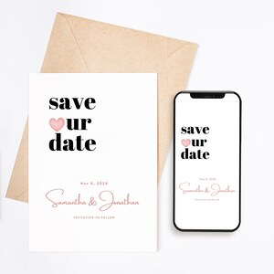Save the Date Karte, moderne Hochzeitsankündigung, essbare Save the Date Karte, druckbar und digital