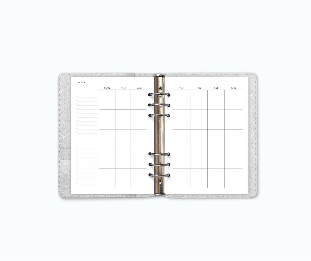 Month on Two Pages, Printable | A5 Minimalist Planner Inserts | Week at ...