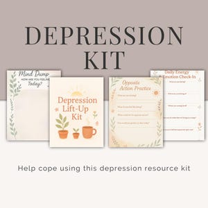 Depression Coping Skills Kit Printable Bundle | Mental Health Worksheets PDF for Low Mood, Motivation & Emotional Support