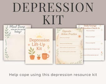 Depression Coping Skills Kit Printable Bundle | Mental Health Worksheets PDF for Low Mood, Motivation & Emotional Support