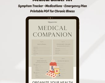 Chronic Illness Planner: Medical Binder Inserts, Symptom & Medication Tracker (PDF Downloadable Booklet)