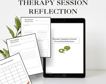 Printable Therapy Journal PDF | Pre and Post Session Reflection Pages | Mental Health & Self-Care Workbook