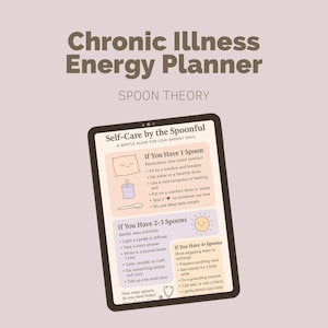 Spoon Theory Printable PDF | Chronic Illness Self-Care Chart for Low-Energy Days