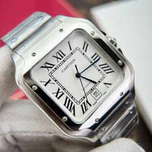 Cartier Santos White Dial 40mm Watch Come With Box- Tag- Papers