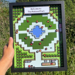 National Park Video Game 14&quot;x11&quot; Shadow Box - Handmade! Shadow Box Papercraft | For Nerds | Gaming, Collectible, Nostalgia