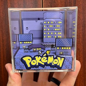 Lavender Town Video Game Diorama Cube - Handmade! Shadow Box Papercraft | Gift for Nerds | Gaming, Collectible, Nostalgia, Retro