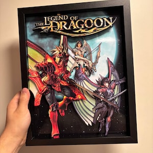 The Legend of Dragoon Video Game 14&quot;x11&quot; Shadow Box - Handmade! Shadow Box Papercraft | For Nerds | Gaming, Collectible, Nostalgia