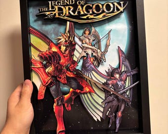 Legend of Dragoon Shadow Box 14"x11" | Handmade Video Game Art!