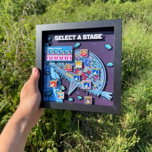 Mapa de batalla del videojuego Sonic Adventure 2, caja de sombras de 20 x 20 cm - ¡Hecho a mano! Caja de sombras de papel / Para nerds / Coleccionable, Nostalgia