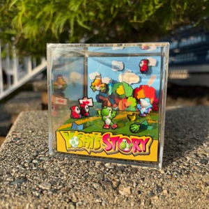 Yoshi's Story (N64) Video Game Diorama Cube - Handmade! Shadow Box Papercraft | Gift for Nerds | Gaming, Collectible, Nostalgia, Retro
