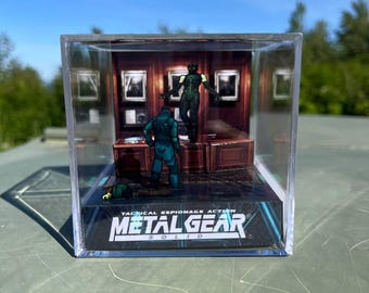 Cubo de diorama de Metal Gear Solid (Psycho Mantis Fight) / ¡Arte de videojuego hecho a mano!