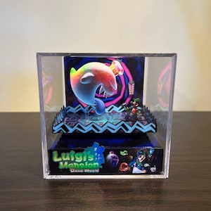 Luigi&#39;s Mansion Dark Moon Video Game Diorama Cube - Handmade! Shadow Box Papercraft | Gift for Nerds | Gaming, Collectible, Nostalgia, Retro