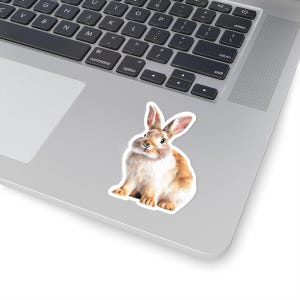 Sticker nieuwsgierig bruin konijn | Kiss-cut stickers | Schattige konijnenstickers voor laptops, tijdschriften, laptops, technologie, lentecadeaus, dierenliefhebbers