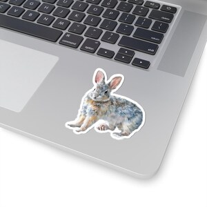 Pegatinas de conejo azul de postre / Pegatinas troqueladas, Calcomanías de conejo para portátil, Pegatinas de animales, Regalos de naturaleza, Decoración de conejos adorables
