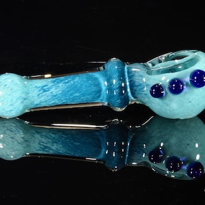 Blue Spoon Pipe, Handblown Glass Pipe With Carry Bag, Handmade Pocket Pipe, Lampwork Boro Glass Pipe, Tobacco Pipe