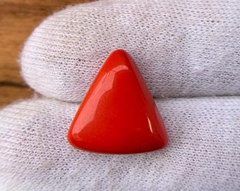 Red Coral Trillion Gemstones: Polished Healing Crystals for Jewelry 18x16x8 MM