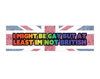 Funny LGBTQ Pride Bumper Sticker Magnet, Rainbow UK Roast Humor