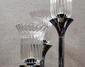 70s Italian Murano Glass Floor Lamp, Mid Century Modern 3-Light