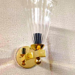 Brass Murano Glass Wall Sconce, Italian Style Vanity Light