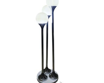 70's Italian Mid-Century Style Brass 3-Light Globe Floor Lamp