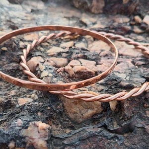 100% Pure Copper Bangle Handmade Copper Bangle Set Twisted  Hammered Textured Design Rustic Jewelry stacking bangle Bracelets for Women
