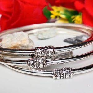 Pulseiras de prata esterlina, conjunto de 4 pulseiras, pulseiras empilháveis oxidadas feitas à mão, presente para mulheres e pais, joias étnicas, presente para ela