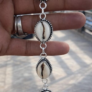 Sterling Silber Kauri Muschel Armband, verstellbar Boho Schmuck