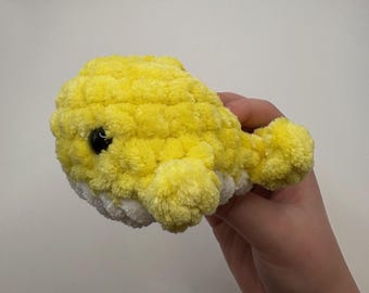 かぎ針編みのクジラのぬいぐるみ ストレスボール付き 吹き出し口付き - 手作りあみぐるみ フィジェットトイ かわいいクジラのぬいぐるみ ストレス解消ギフト