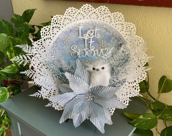 Let It Snow Winter Owl Metal Tray