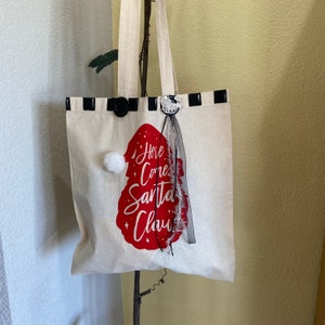 Christmas Santa Checked Tote Bag