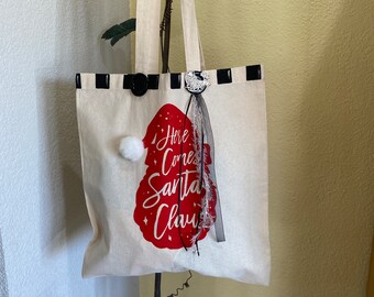 Christmas Santa Checked Tote Bag