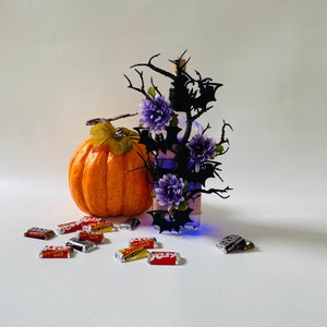 Floral Bat Tree Lighted Bottle