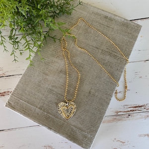 Silver and Gold Be Still My Heart,  Heart Ball Chain Necklace