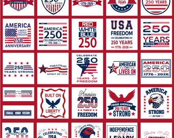 Paquete SVG y PNG del 250.º aniversario de Estados Unidos para el 250.º aniversario del Día de la Independencia de EE. UU. Descargue imágenes prediseñadas PNG de libertad patriótica