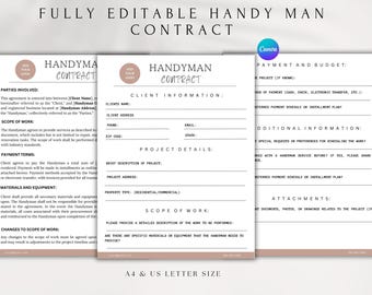 Plantilla de contrato de mantenimiento/contrato de pequeños trabajos (editable en Canva)