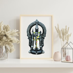 Thiruchendur Murugan Digital Poster | Black Stone Murugan Art | Tamil God Wall Decor | Printable Hindu Deity | Spiritual Home Decor