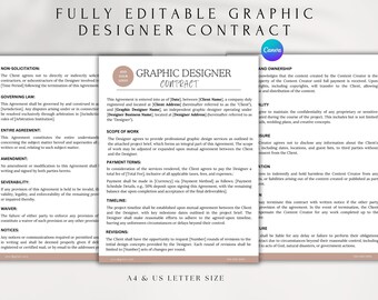 Editable Graphic Design Contract Template, Canva Design Services Form (Digital Download)