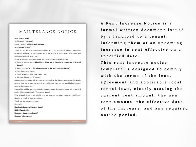 Maintenance Notice Template | Landlord to Tenant Repair Notice ...