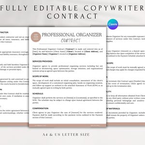 Editable Professional Organizer Contract Template | Client Intake Form | Organizing Services Agreement | Canva Invoice PDF Download