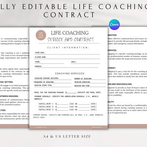 Editable Life Coaching Contract Template, Client Intake & Mentoring Agreement, Coaching Services Forms for Life Coaches