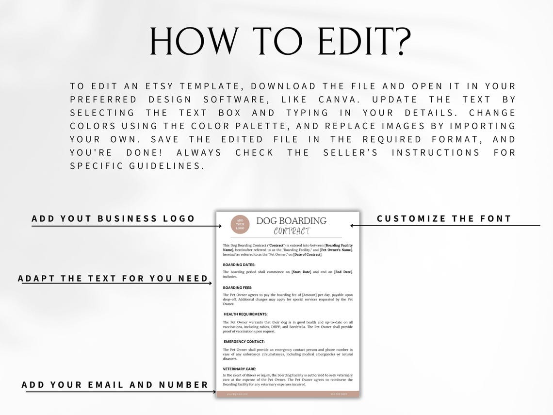 Editable Dog Boarding Contract Template Dog Boarding Service