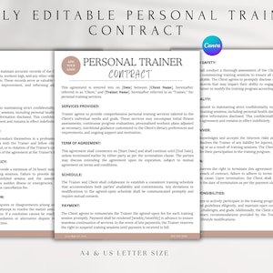 Editable Personal Trainer Contract Template, Fitness Services Agreement, Training Business Forms & Invoice, Instant Download